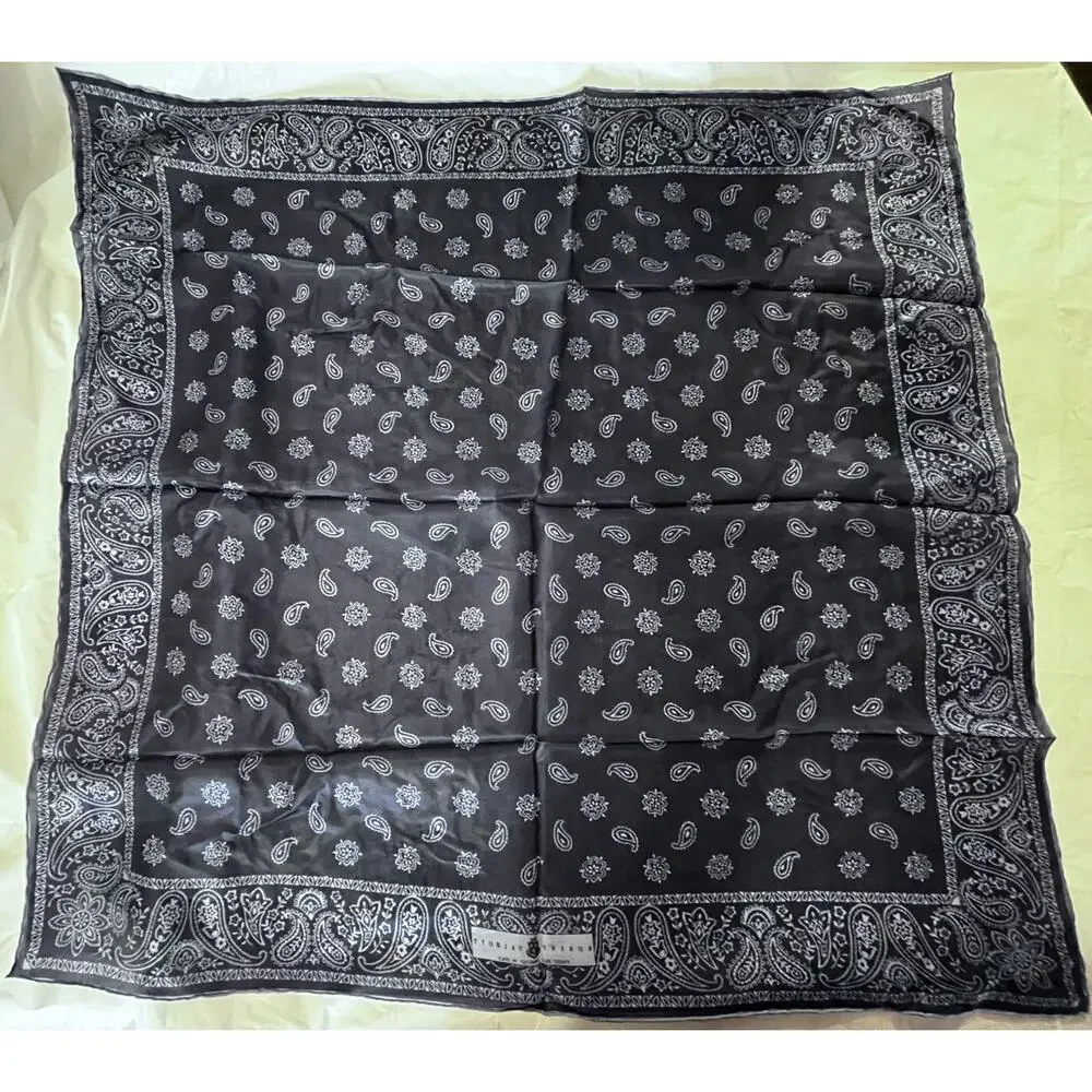 ROBERT TALBOTT Fine Silk Scarf Printed in Italy  - Blue - Semi Sheer
